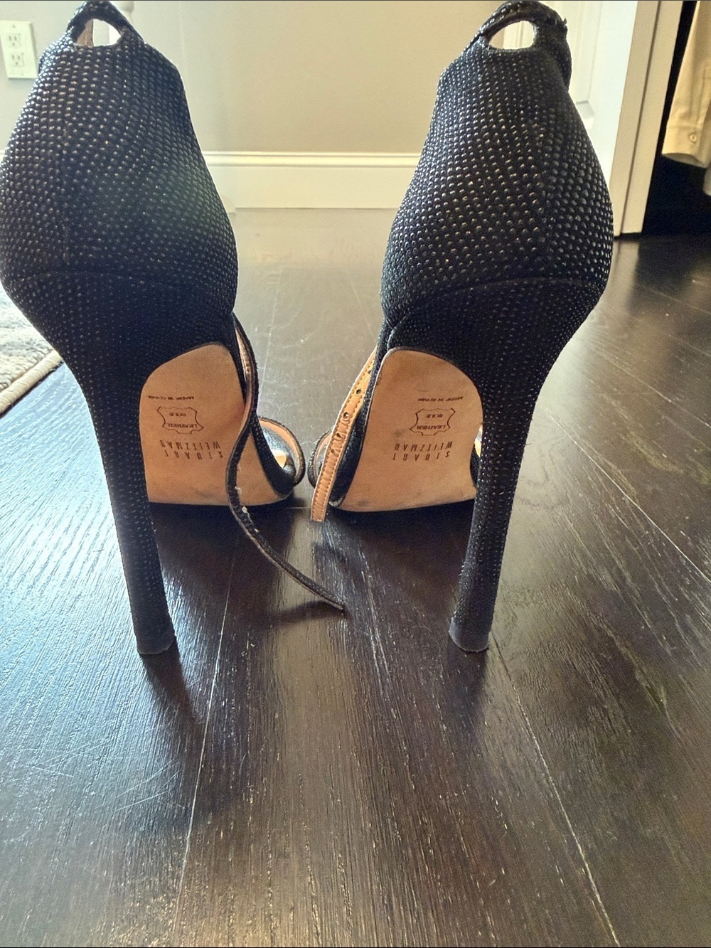 Stuart Weitzman Black Open-Toe Ankle Heels size 4 - Picture 4 of 5
